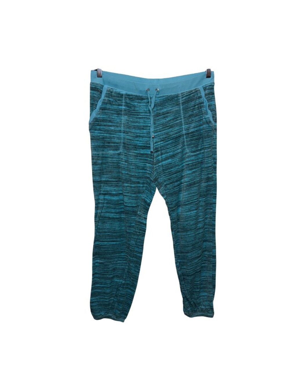 Juicy Couture Womens Striped Turquoise Velour Drawstring Lounge Pants Size L